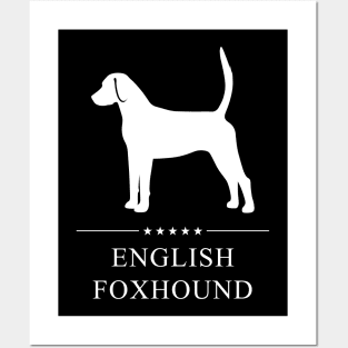 English Foxhound Dog White Silhouette Posters and Art